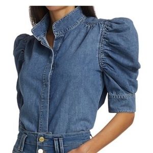 Frame Ruffled Sleeve Denim Shirt